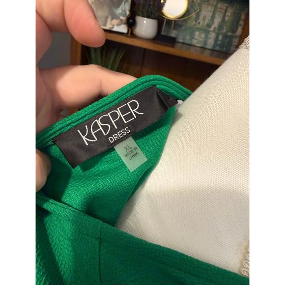 NWT Kasper Womens V-Neck Pink & Green Knee-Length Wrap Dress Sz. XL - Picture 2 of 7